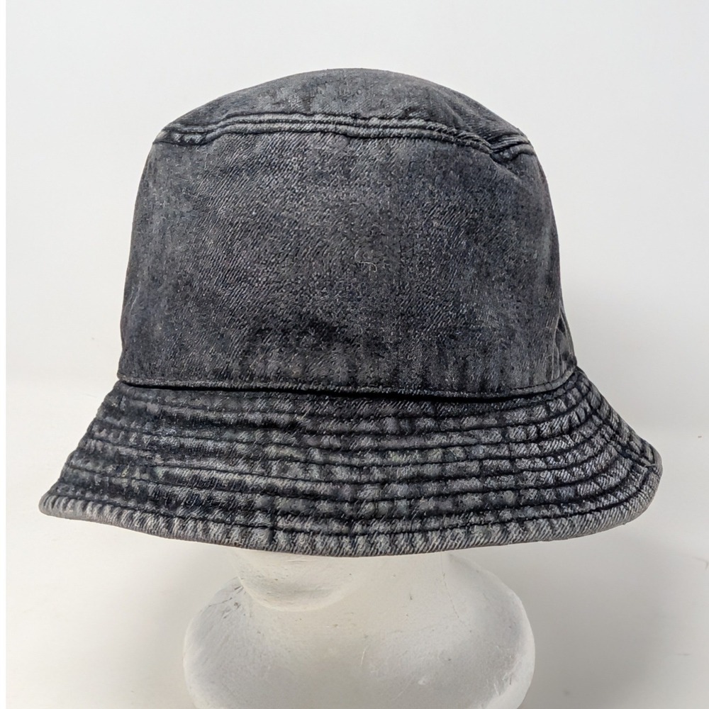 J.Crew Mens Washed Black Denim Bucket Hat BJ805 Gray Cotton Blend M-L